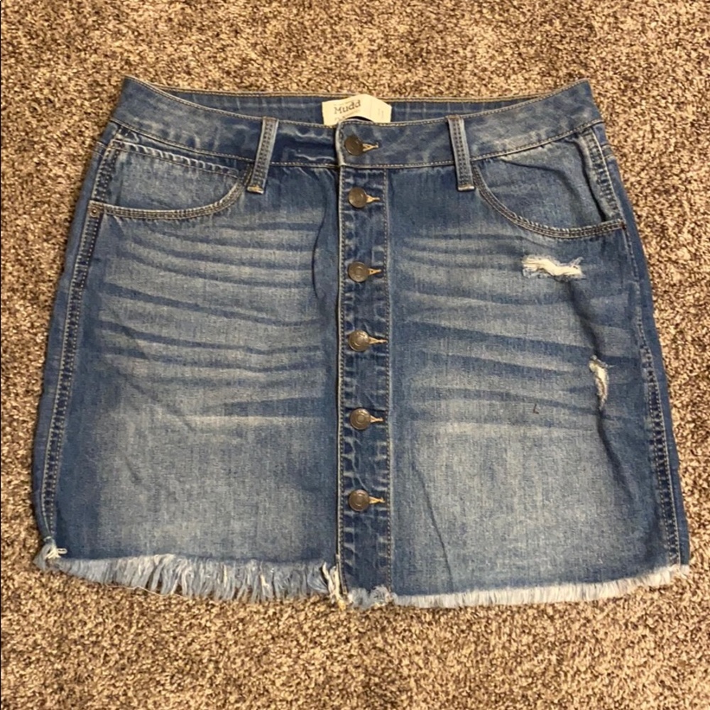 Denim button down skirt.